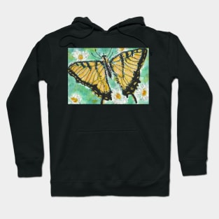 Yellow  butterfly  acrylic watercolor painting Hoodie